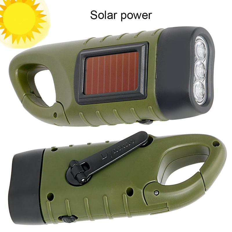 Dünamo ja päikesepaneeliga LED-taskulamp StaySafe™