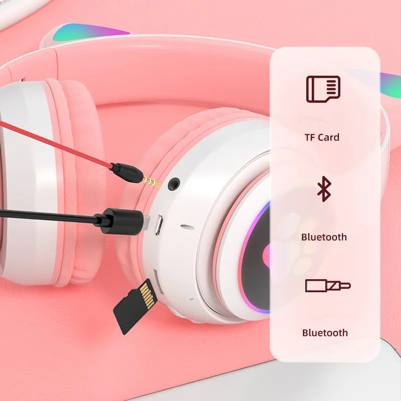 LED - valgusega kassikõrvadega juhtmevabad kõrvaklapid MusicinEars™