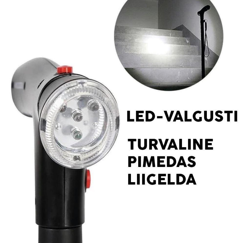 Kokkupandav alarmiga jalutuskepp LED-valgusega WalkEasy™ - Maailmakaubad.ee